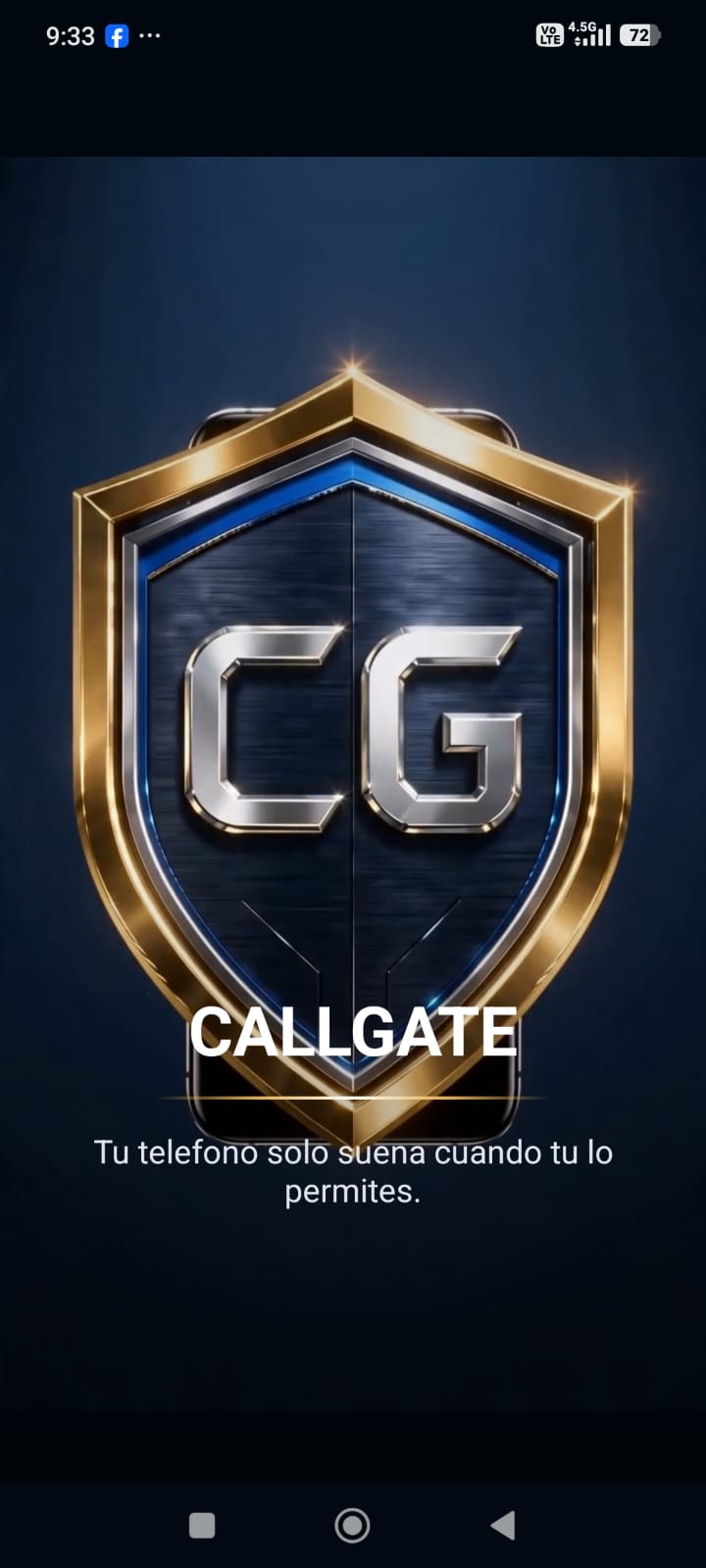 Pantalla de bienvenida de CallGate