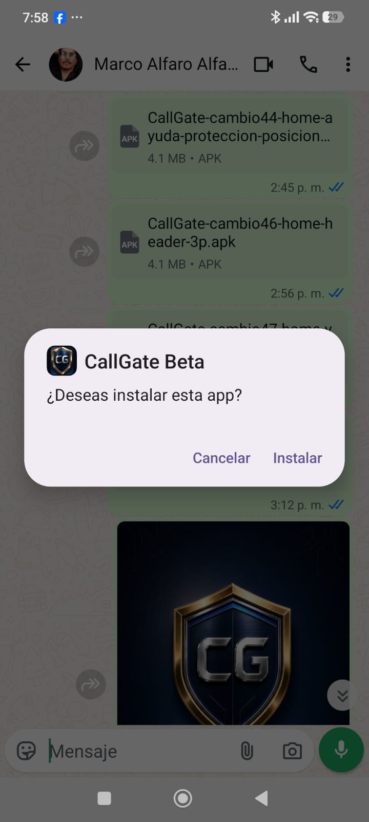 Android pregunta si deseas instalar
