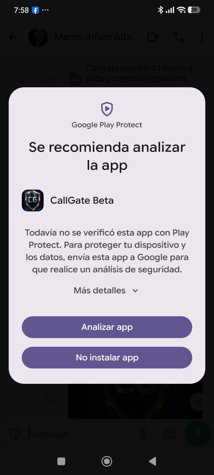 Play Protect recomienda analizar
